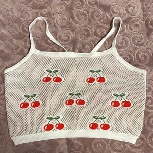 Cropped cherry spaghetti strap